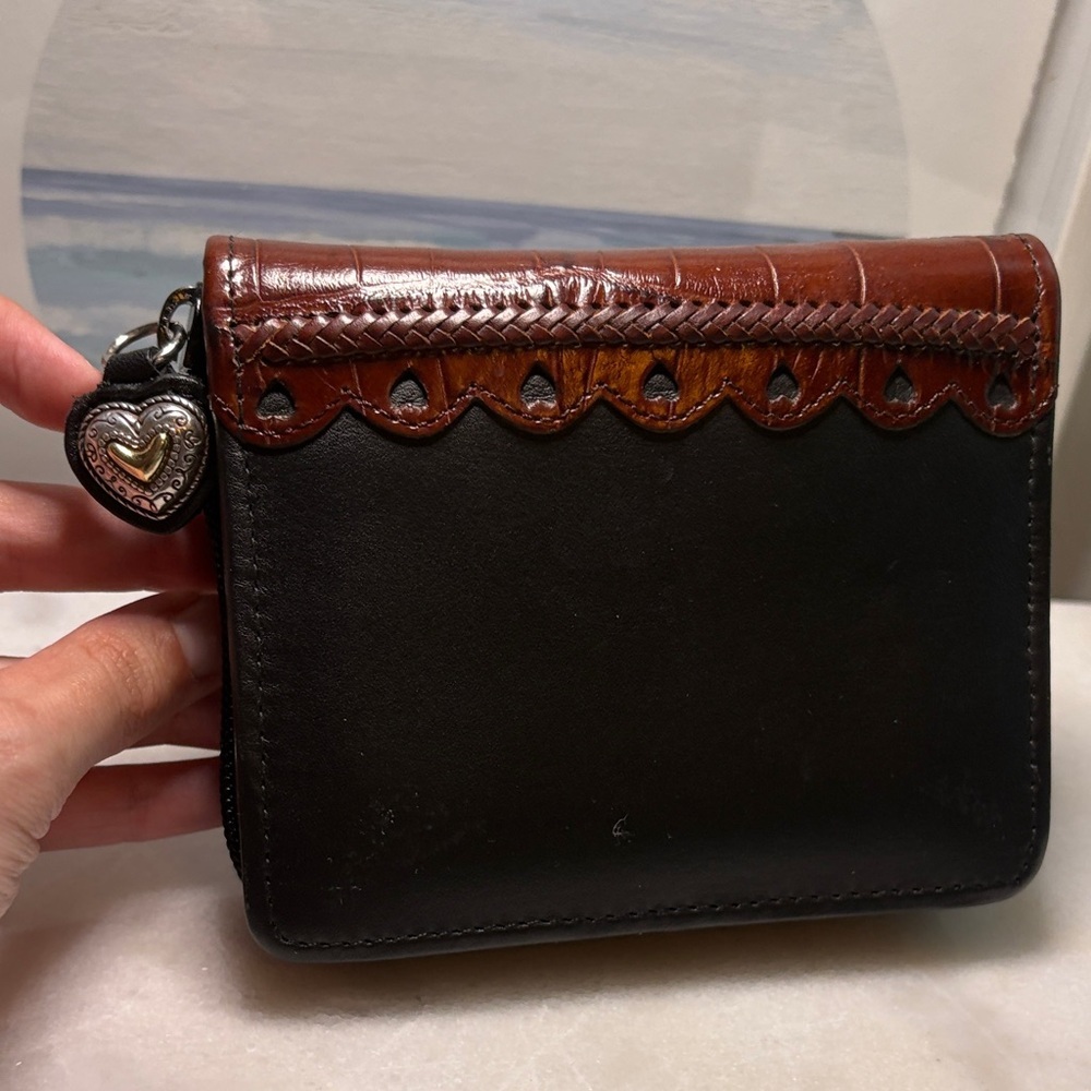 Brighton Black and Brown Heart Leather Wallet